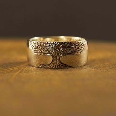 Simple Retro Carved Tree of Life Ring My Store
