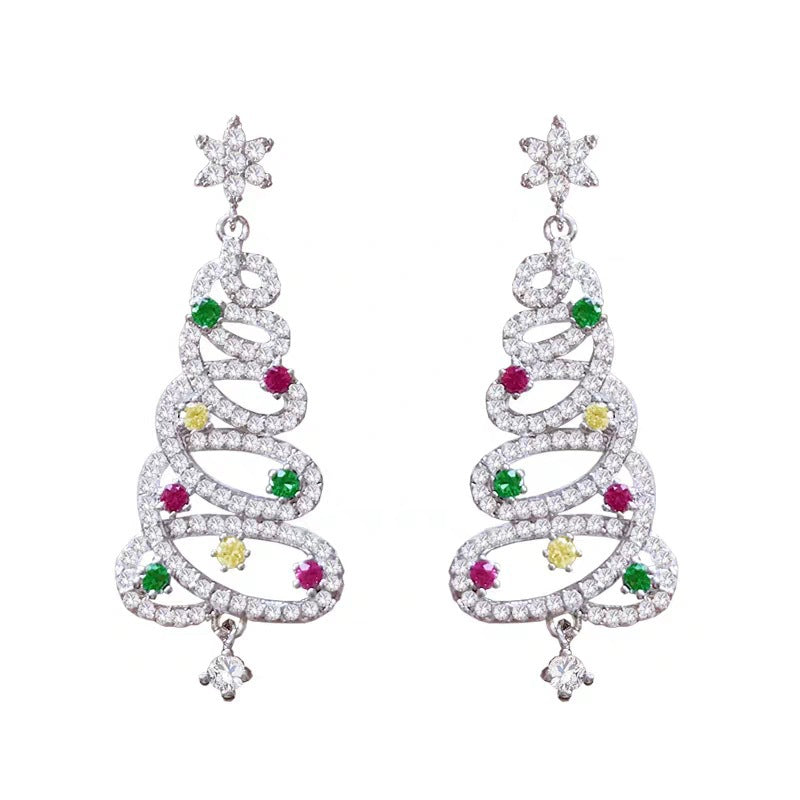 Christmas Tree Rhinestone Earrings My Store