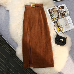 High Waist A-Line Corduroy Skirt for Women My Store