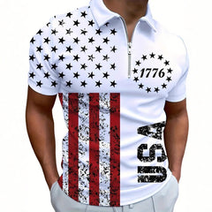 Men's 3D Digital Print Zip-Up Polo Shirt My Store