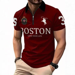 Men's 3D Digital Print Zip-Up Polo Shirt My Store