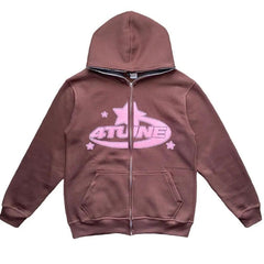 Star Printed Zip Up Hoodies Epictop store
