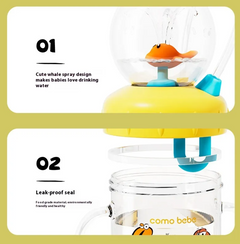 Children's Whale Cartoon Diving Fountain Water Bottle - Tritan Leakproof Sippy Cup (Various Sizes & Colors) Epictop store