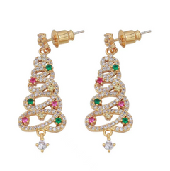 Christmas Tree Rhinestone Earrings My Store