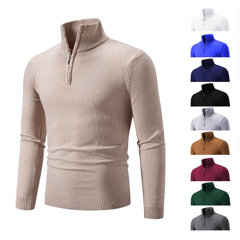 2023 Men's Plus Size Fleece Zip Mock Neck Sweater My Store