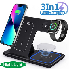 3 In 1 LED Fast Wireless Charger Stand Foldable Charging Station My Store