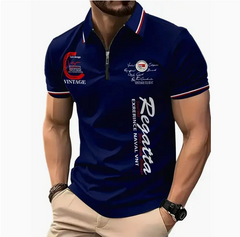 Men's 3D Digital Print Zip-Up Polo Shirt My Store