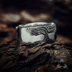 Simple Retro Carved Tree of Life Ring My Store