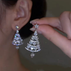 Christmas Tree Rhinestone Earrings My Store