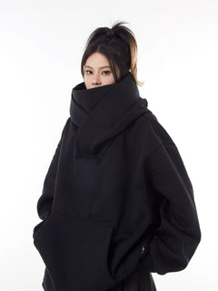 Loose High Collar Fleece Lined Hoodie My Store