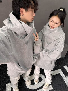 Loose High Collar Fleece Lined Hoodie My Store