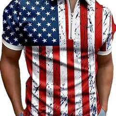 Men's 3D Digital Print Zip-Up Polo Shirt My Store