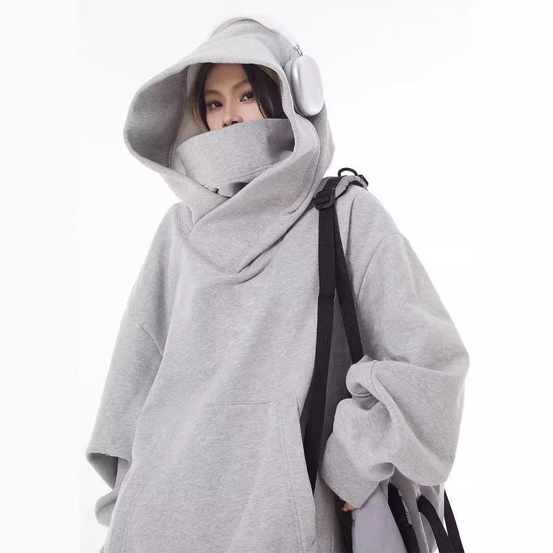 Loose High Collar Fleece Lined Hoodie My Store