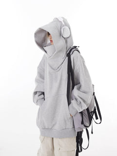 Loose High Collar Fleece Lined Hoodie My Store