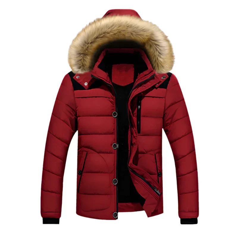 Men's Thick Hooded Winter Parka Jacket Coat (Red) LPO