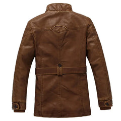 Mens PU Leather Fleece Lined Winter Jacket (Yellow fleece) LPO