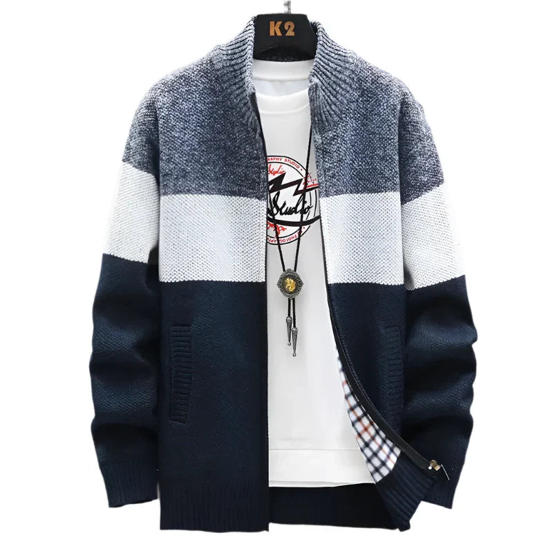 Mens Fleece Zipper Cardigan Winter Jacket Sweater OBA