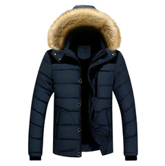 Men's Thick Hooded Winter Parka Jacket Coat (Dark Blue) LPO