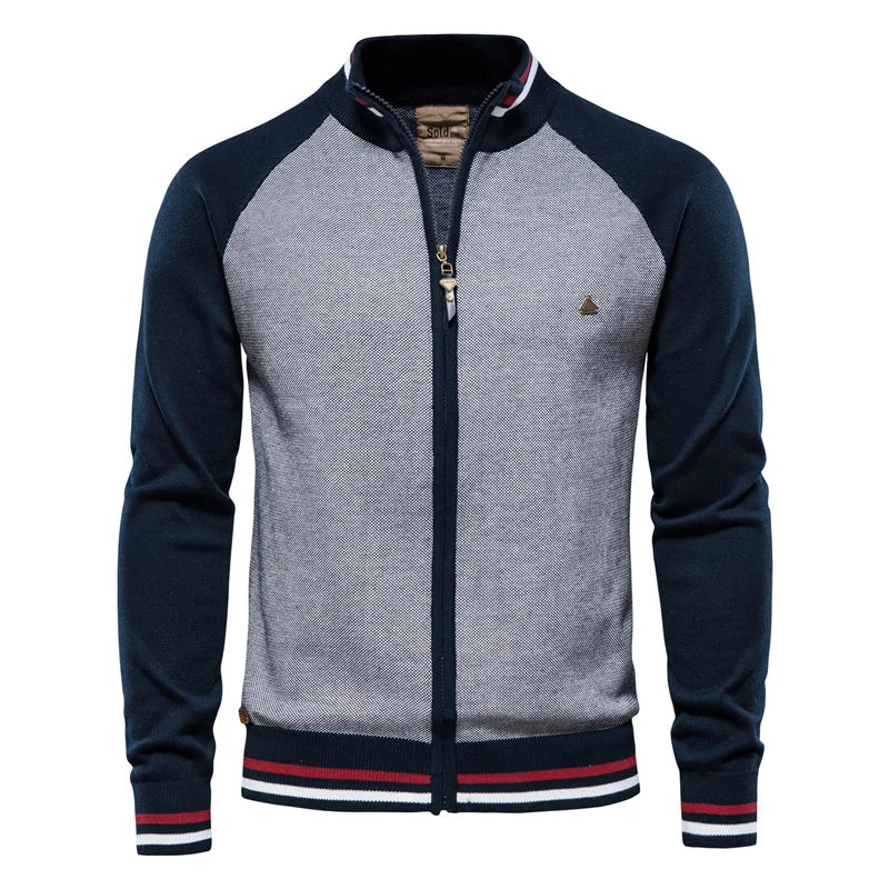 Men's Cotton Knit Streetwear Winter Zipper Cardigan LPO