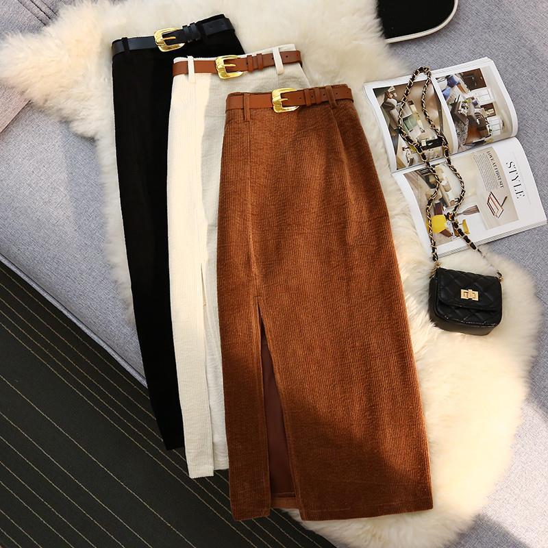 High Waist A-Line Corduroy Skirt for Women My Store