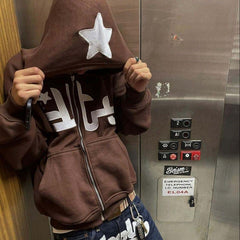 Star Printed Zip Up Hoodies Epictop store