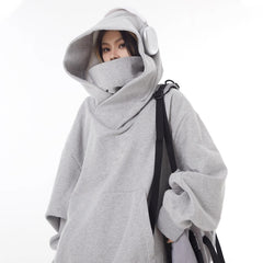 Loose High Collar Fleece Lined Hoodie My Store
